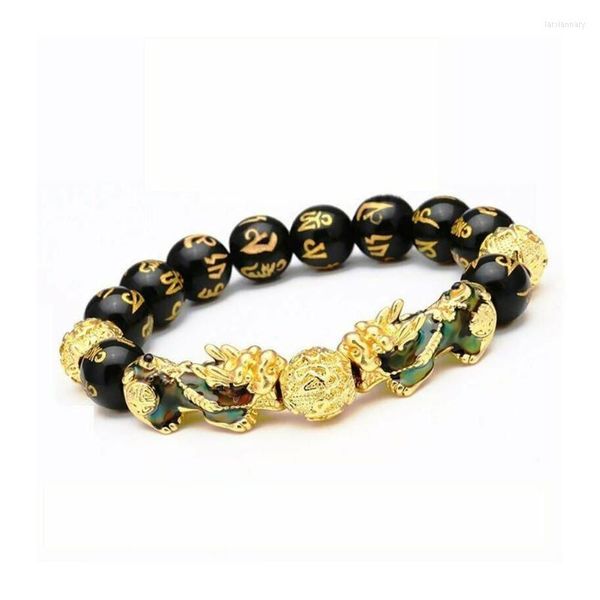 Braccialetti con ciondoli Braccialetto in oro sabbia Feng Shui Pi Yao Ricchezza Buona fortuna Gioielli Perline nere fortunate per uomoFascino Lars22