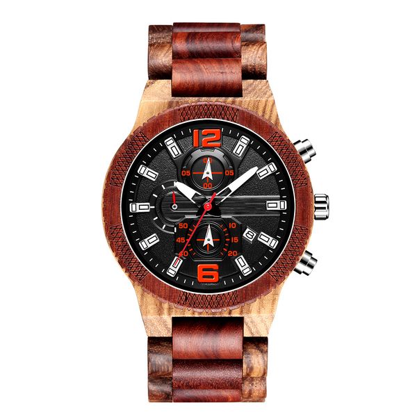 

wristwatches men's wood watches luxury luminous multi-function wooden watch quartz retro men fashion sport timepieces relogiowristwatch, Slivery;brown