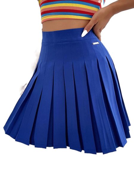 

high waist pleated skirt x3hn#, Black