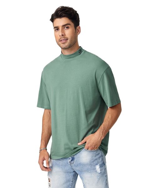 

men mock neck letter graphic tee v1ve#, White;black