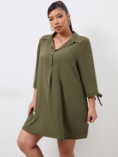 

plus knot cuff tunic dress 99se#, Black