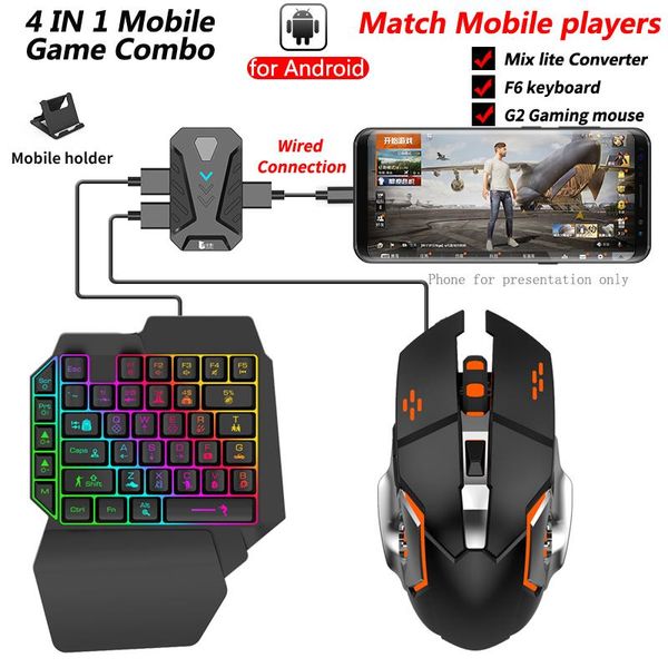 Controladores de jogo Joysticks Mix Lite PUBG Mobile Phone Gamepad Converter Adaptador controlador para teclado mouse jogando em telefones Android Ca