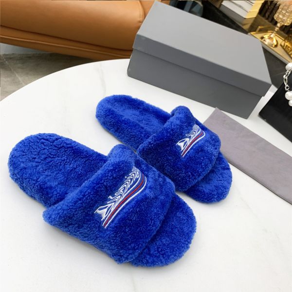 Neue Paris Luxurys Designer Frauen Damen Wolle Hausschuhe Slides Winter Fell flauschige pelzige warme Buchstaben Sandalen bequeme Fuzzy Girl Flip FlopTop