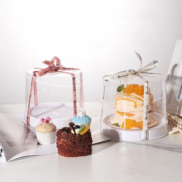 Подарочная упаковка 4 -дюймовая ПВХ коробки с тортами круглая прозрачная упаковочная коробка на день рождения годовщина вечеринка в день Валентин