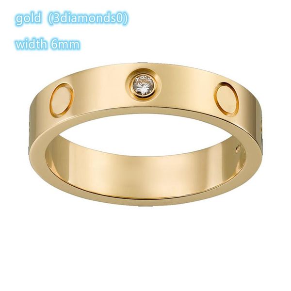 

love screw ring mens band rings 3 diamonds designer luxury jewelry women titanium steel alloy gold-plated craft gold silver ro228g