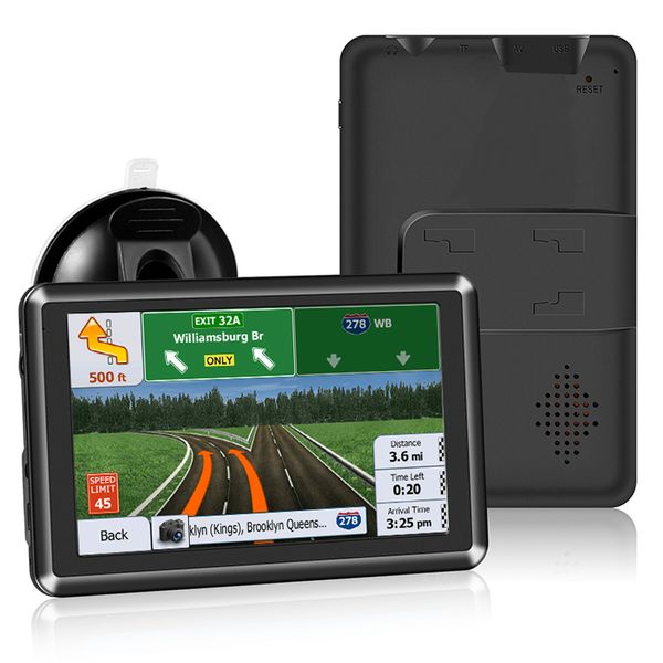 Sistema di navigazione GPS per auto da 5 pollici 8G 128M per autocarro Veicolo Ultima mappa Touchscreen Trasmettitore FM Navigatori FM Lettori MP3 / MP4