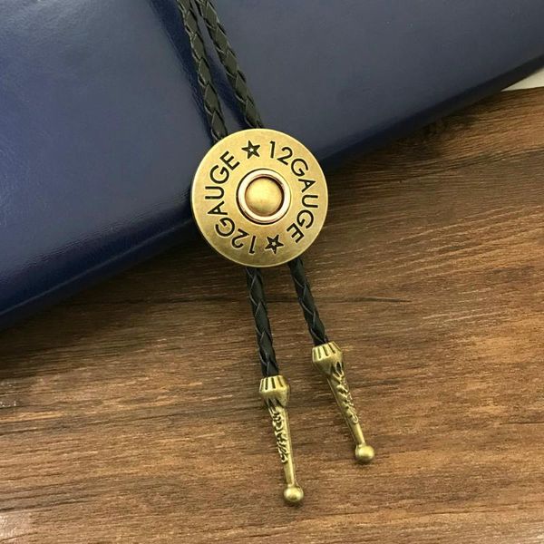 Laço amarra o cowboy ocidental bolo bolo tie 12gauge tubo azul redonda traje de duas peças de colarinho de couro unissex acessórios de banquetes