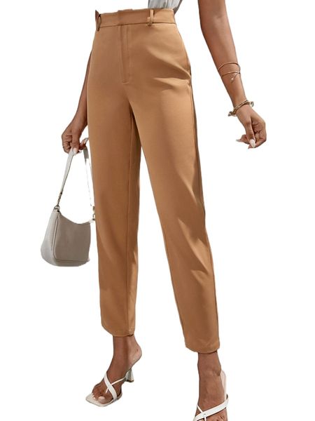 

high waist solid tapered pants m5sj#, Black;white