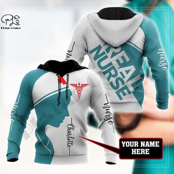 Plstar Cosmos 3dprinted Est Est Hemşire Özel Adı Sanat Benzersiz Komik Hrajuku Sokak Giyim UNISEX RASID HOODIES ZIP SURSHIRT W 6 220713