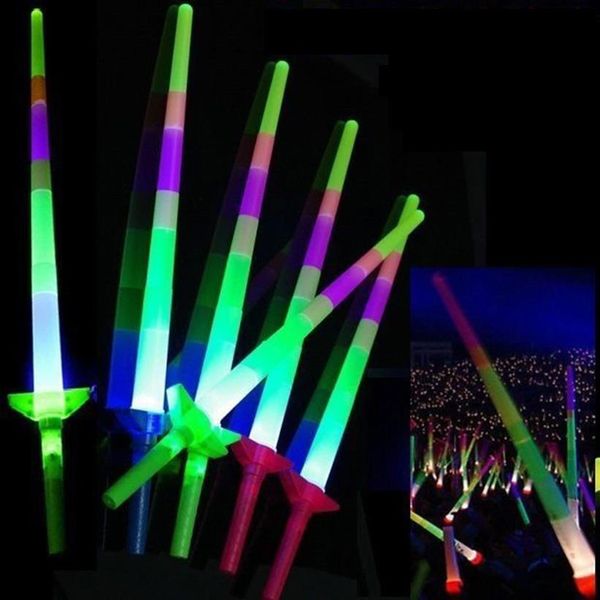 Einziehbare Lichtstab-Blitz-LED-Spielzeug-Fluoreszenz-Konzert-Cheer-Teleskop-Stöcke für Kinder, Weihnachten, Karneval, Spielzeug, 4 Abschnitte, Big258e