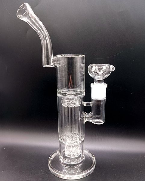 12,5-Zoll-Wasserbong-Wasserpfeifen aus klarem Glas mit weiblichem 18-Gelenk und Baumarmreifen-Doppelperc