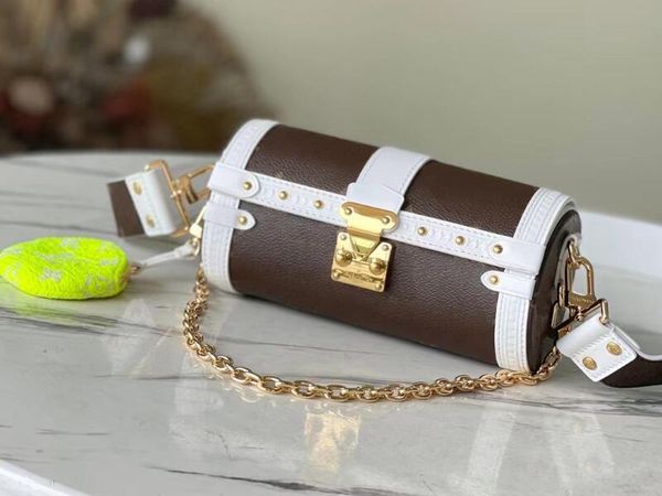 

realfine bags 5a m81485 19cm papillon trunk momogran coated canvas shoulder handbags purses for women with dust bag box