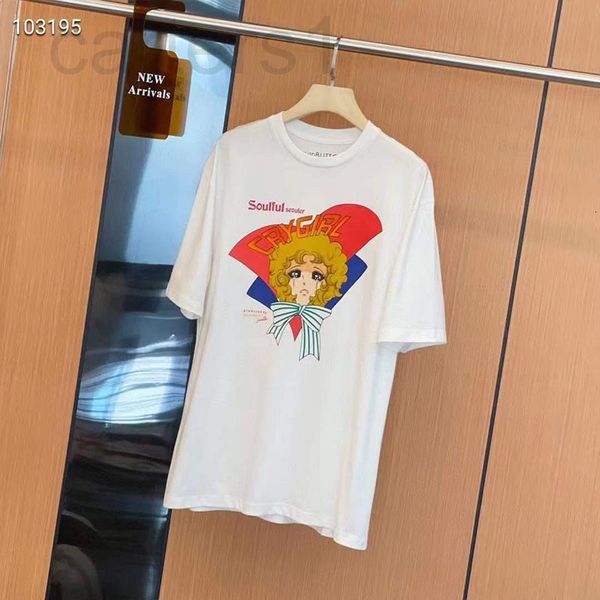

women's t-shirt designer 2022 spring and summer new correct version white loose round neck pullover short sleeve crying face cartoon pr