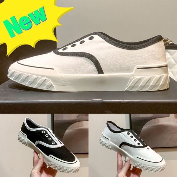 

designer cnel slip-on mini logo embellished canvas sneaker casual shoes fashion women white black sneakers flat comfortable womens trainers