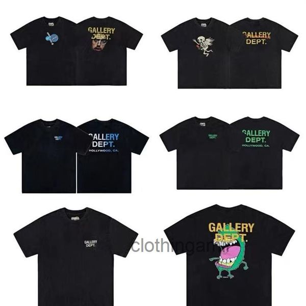 

2022 t shirts designer tshirt gallerydept vintage wash vintage trend loose print men's women's short sleeve265g, White;black