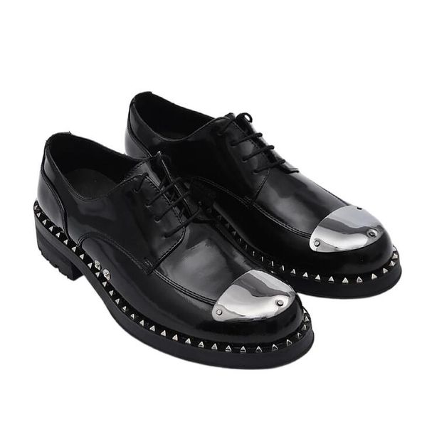 

white black handmade shoes fashion rivets mens formal suit dress shoes gentlemen flats male oxfords