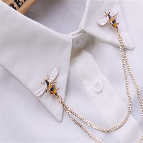 

cute bee vintage pins brooches animal alloy metal chain brooch brooch men's suit shirt collar tassel lapel pin women's jewelry gif, Gray