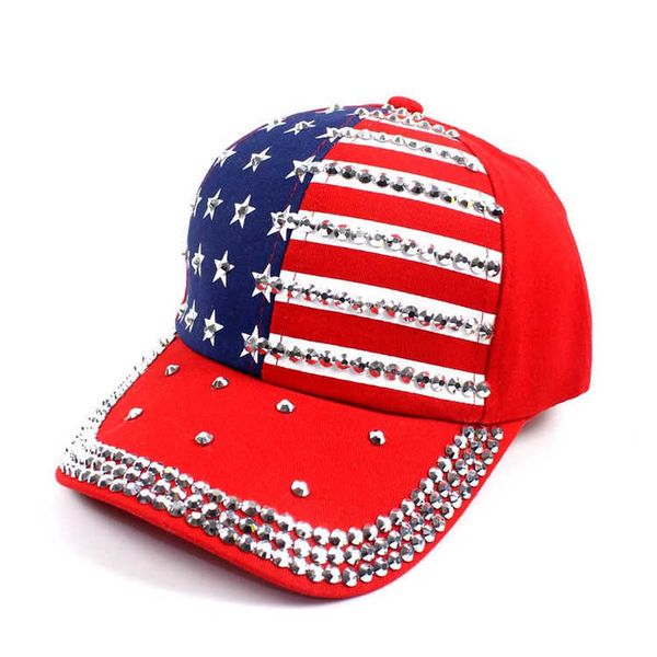 2020 Rivet Caps Trump 3 Farben Präsident Hüte Make America Great Diamond Star Flag Baseballkappe Reise Strand Sonnenhut Unisex DHL
