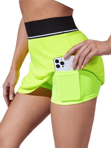 

contrast binding breathable softness sports skort k91r#, Gray