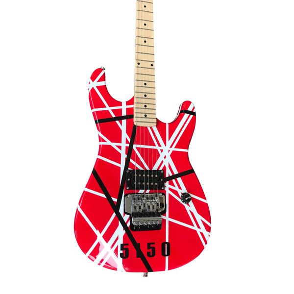 

st electric guitar, maple fingerboard, a pickup, chrome hardware, vibrato system, red guitar