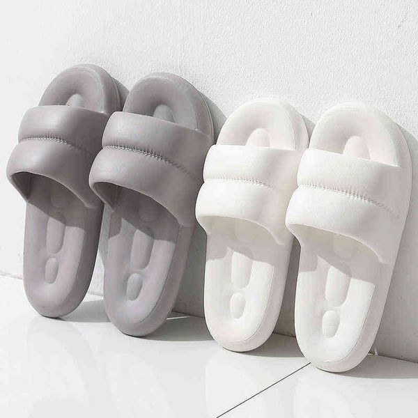 

solid summer women slippers eva soft non-slip sole casual beach outside home bathroom slipper couples lovers ladies shoes t220728, Black