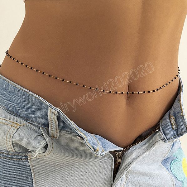 

bohemia vintage crystal waist beads chain for women minimalism black/white color belly chain body jewelry beach vacation, Silver