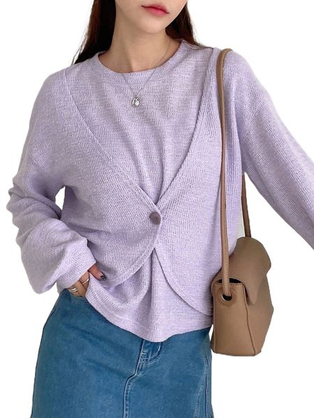 

dazy solid single button drop shoulder tee 66xo#, White