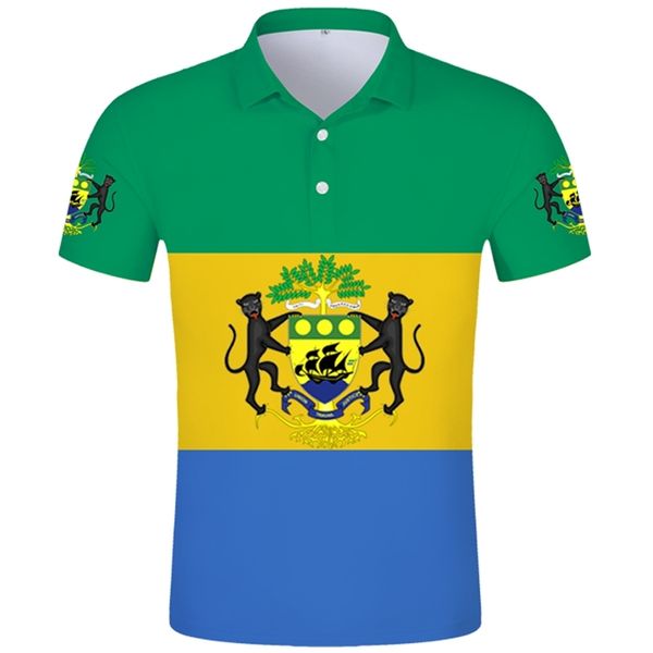 Gabun-Poloshirt, kostenloser benutzerdefinierter Name, Gabun-Poloshirt, College-Flagge, GA, französisches Land, Gabunische Republik, Gabonaise-Aufdruck, Po-Kleidung 220702