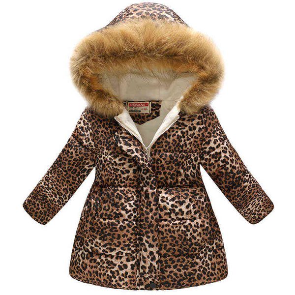 

leopard jackets baby girls winter long sleeve hoodie boys flower print clothes childrens thick warm down outfit j220718, Blue;gray