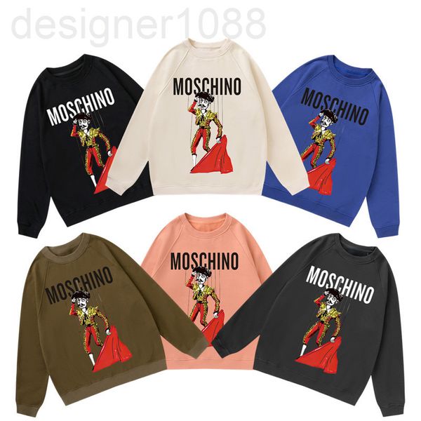 

men's hoodies & sweatshirts designer spring new loose casual letter cartoon matador print plush round neck pullover long sleeve sweater, Black