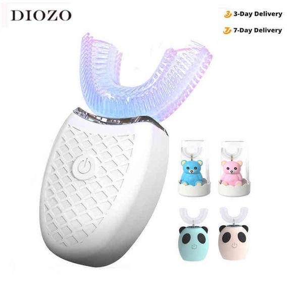 

toothbrush 360 degrees intelligent automatic sonic electric toothbrush u type 4 modes brush usb charging whitening blue light 0315