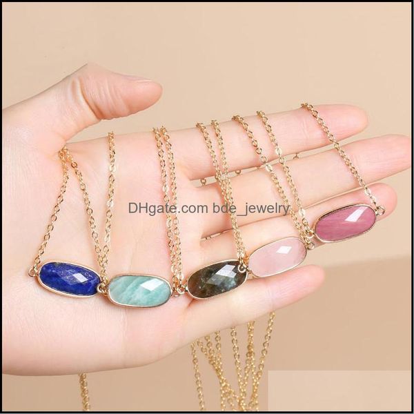 

pendant necklaces natural stone druzy crystal necklace gold oval style amethyst rose quartz chakra healing jewelry bdejewelry dhmfe, Silver