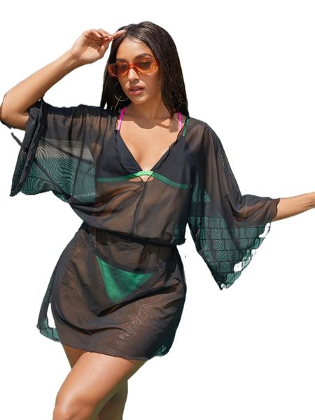 

sheer mesh cover up 30bt#, White;black