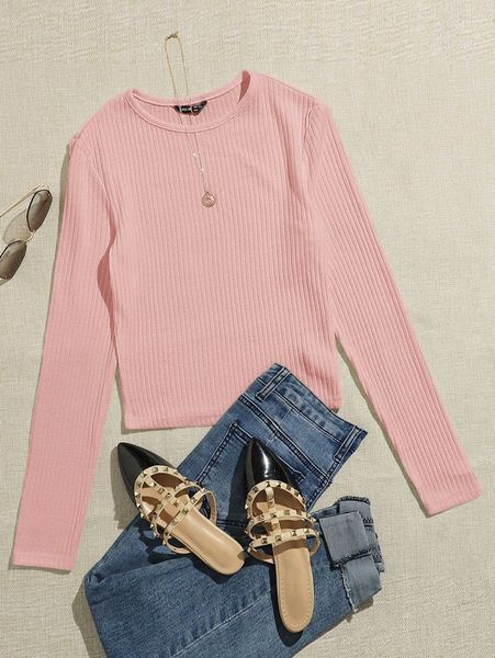 

solid rib-knit crop tee f5mi#, White
