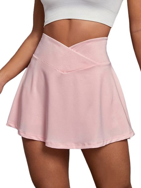 

breathable softness solid sports skort with phone pocket 89yt#, Gray