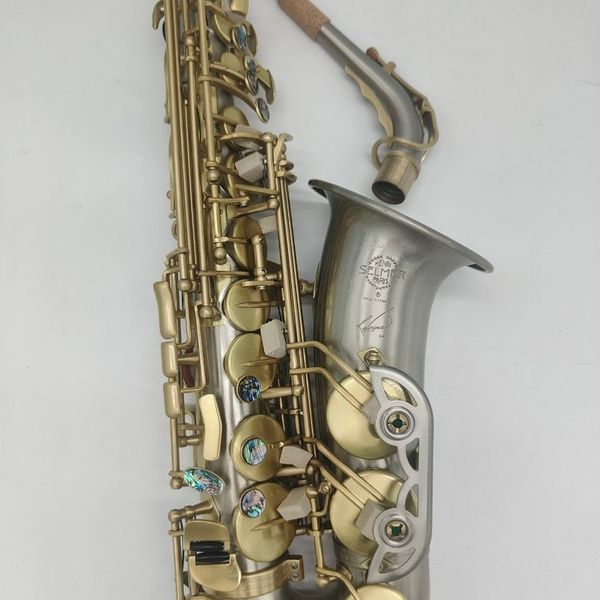 Novo Modelo R54 Instrumento de Saxofone Alto Processo de Desenho Geral Processo de Rib dupla Drop Drop E-Tune Abalone Button Instrumento de madeira de madeira saxofone