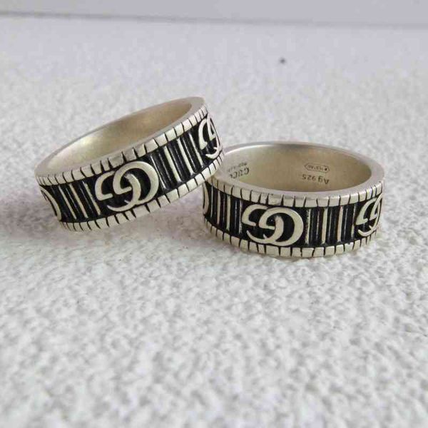 

sterling silver 925 double ring dyed black handmade old matte ring couple ring male