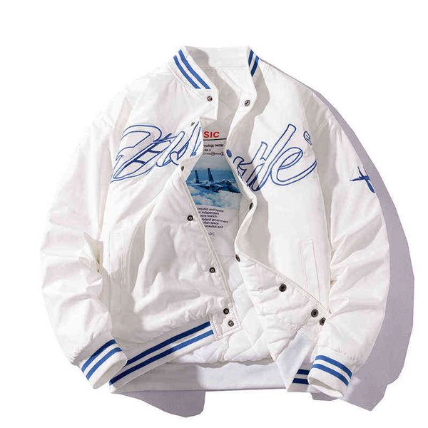 

winter fashion jacket men women letter embroidery baseball jacket japanese streetwear vintage coat hooded casual autumn 2021 t220816, Black;brown