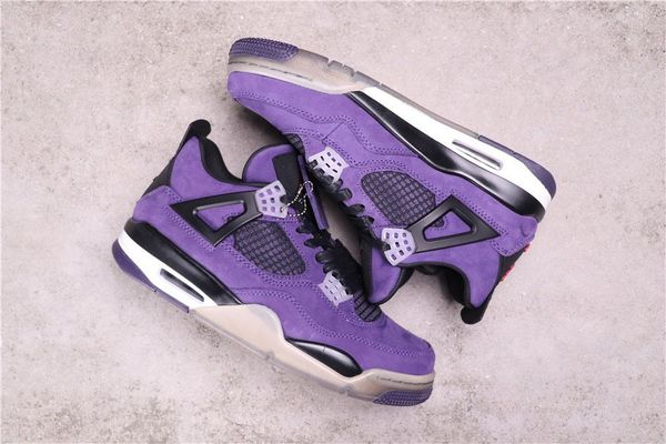 

shoes jumpman4 purple black red signs become brightest of the crowd