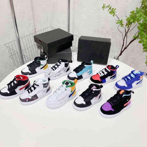 

infants 1s 1 toddler kids basketball shoes pine green game royal scotts obsidian chicago bred running sneakers multi-color tie-dye size, Black