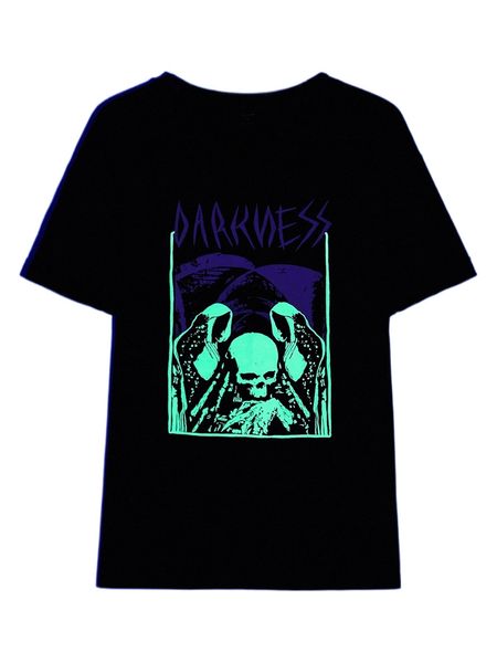 

x ghofur reflective skull and letter graphic tee 08g4#, White