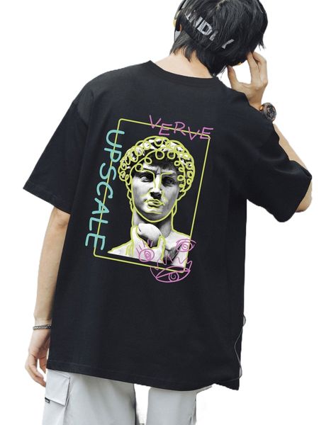 

men letter & figure graphic tee 52uw#, White;black