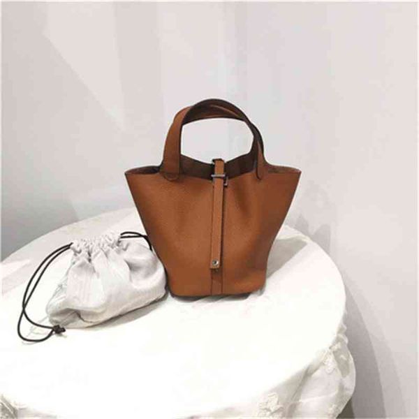 

original edition designer classic hremm bags 2023 new bag vegetable basket handbag high-end first layer togo cowhide w coem