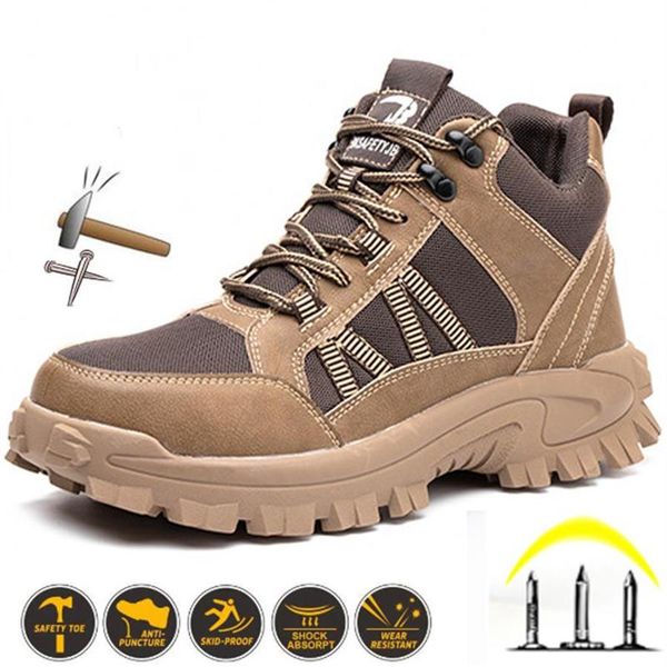 

boots safety work shoes for men indestructible steel toe cap construction sneakers all season combat237w, Black