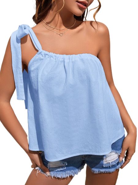 

one shoulder knot strap t2cz#, White