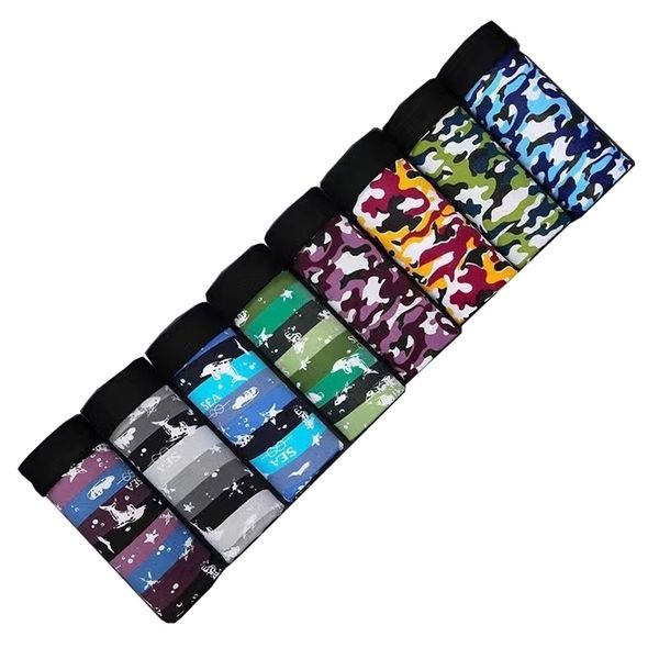 

8pcs/set male panties modal men's underwear boxers breathable man boxer solid underpants shorts u convex pouch men 220423, Black;white