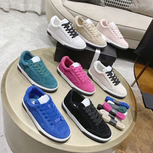 

luxury designer women casual board shoes solid suede lace-up comfortable low cut tennis shoe fashion simple ladies platform sneakers leisure