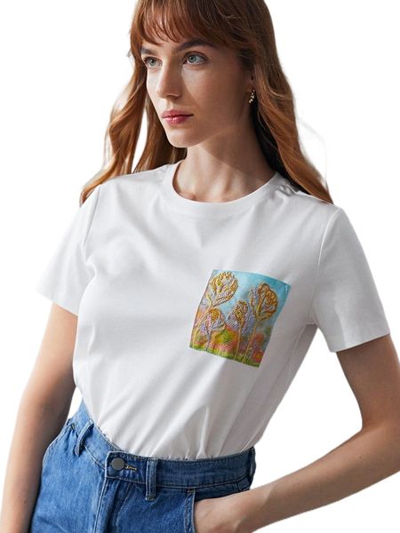 

motf premium mulberry blend silk appliques t-shirt m1ai#, White