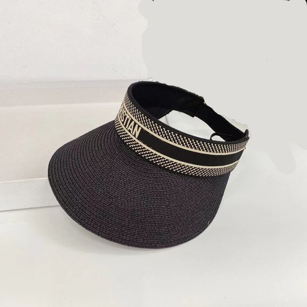 

2022 luxury designer visors sun hat woman sun protection female hats fishing visor cap fashion triangle letter emptycaps casual straw shade, Blue;gray