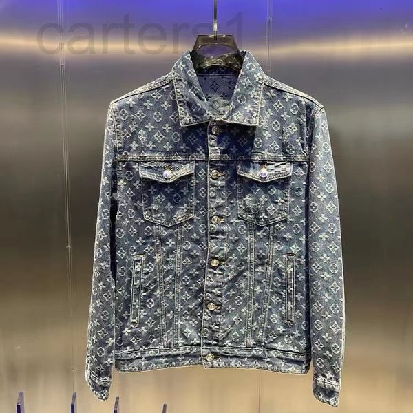 

men's jackets designer 2022 spring and autumn new trend personalized blue denim jacket men's european printed embroidery lapel cas, Black;brown